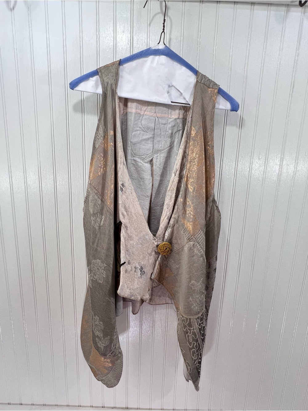 Lee Andersen USA Vintage Asymmetric Patchwork Vest XL Butterfly Applique As-Is